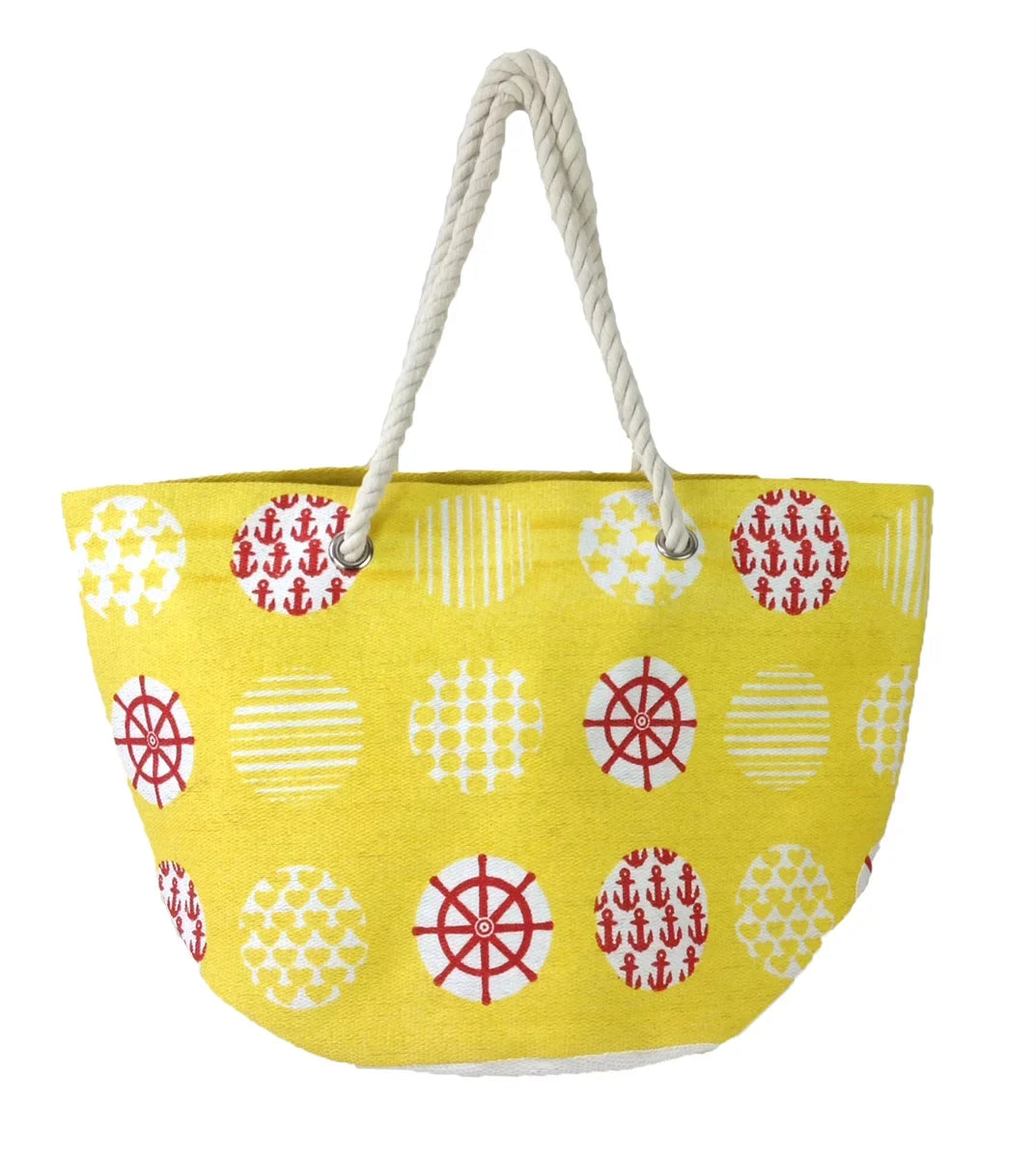 Paper Print Sailor Tote, Magid Yellow Straw Nautical