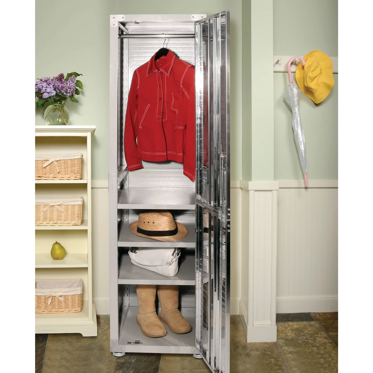 Storage 18" Cabinet, UltraHD Gray 24" x Seville Granite W 72" H, D x Locker Classics