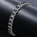 Mens Diamonds 14K White / Gold Onyx Finish Simulated Inch Bracelet 8.5 Ladies Black Solitaire 10mm