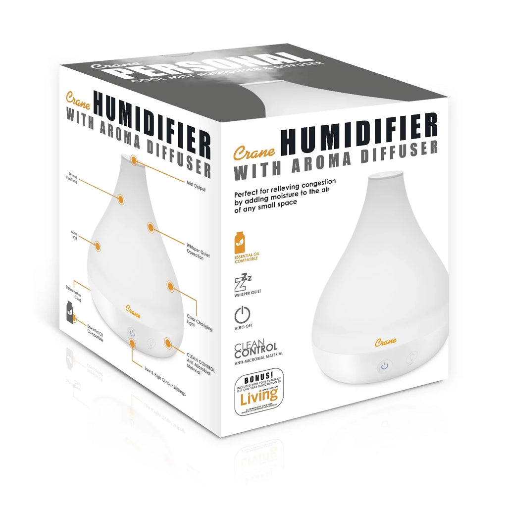 White Model Ultrasonic Cone Crane Diffuser, Aroma Shape EE-5953AD, Cool Mist