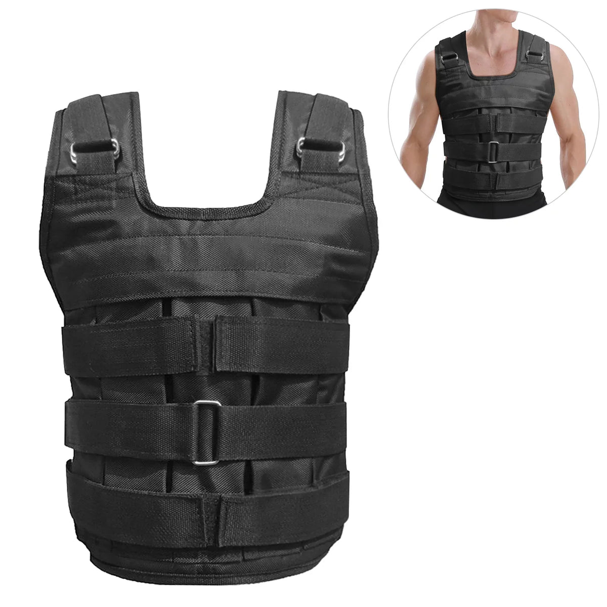 Training Vest Weight Tomfoto Jacket Weight Loading Loading Strength Cloth Oxford 50kg Adjustable Weighted Exercise Max (Empty)