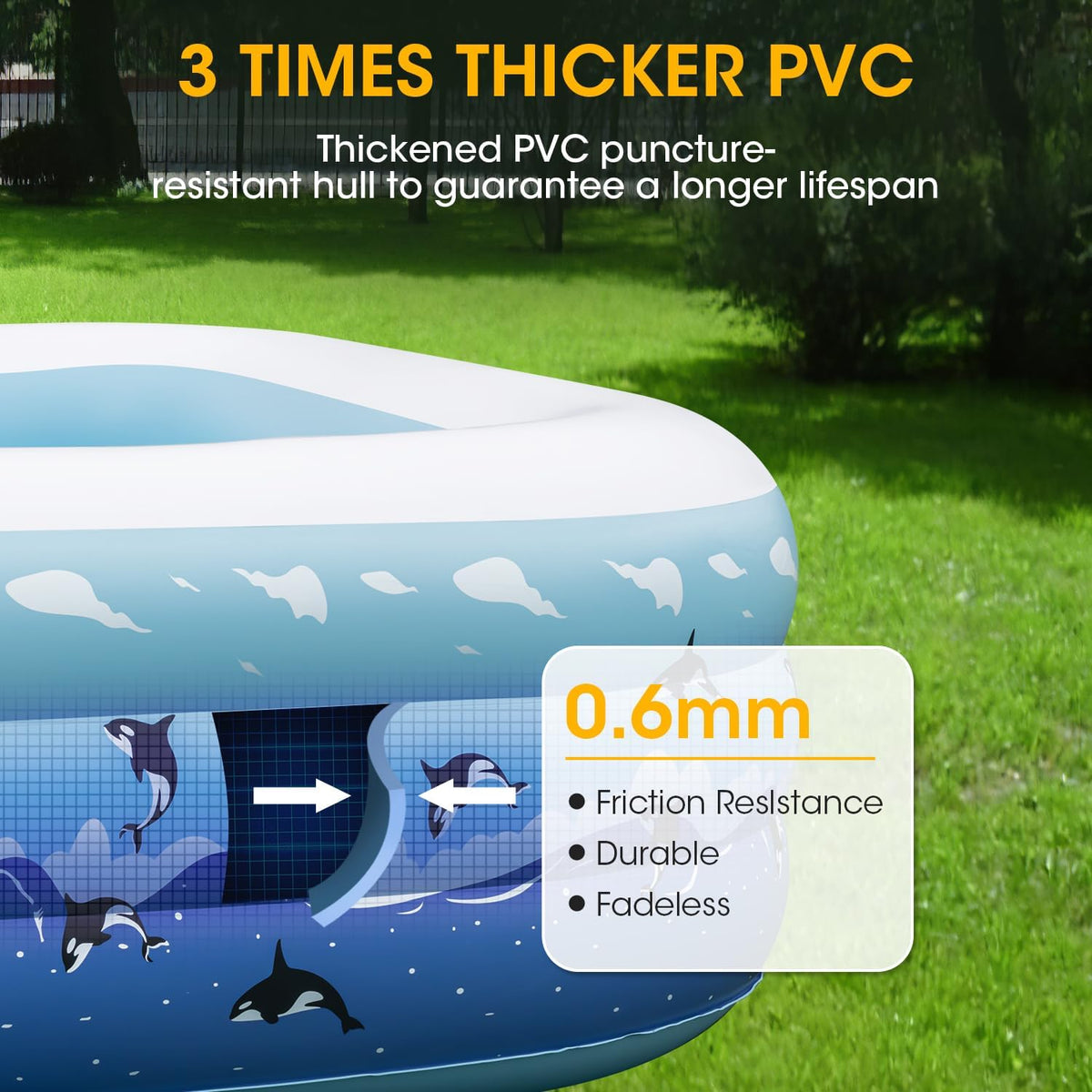 Inflatable Backyard with exterior Swimming 130"x72"x22" Home Ground Large Full-Sized Swimming Pump, Family Thickened for for Indoor Pools Blow Extra Inflatable Pool Pool Above Adults, Garden Up Lawn