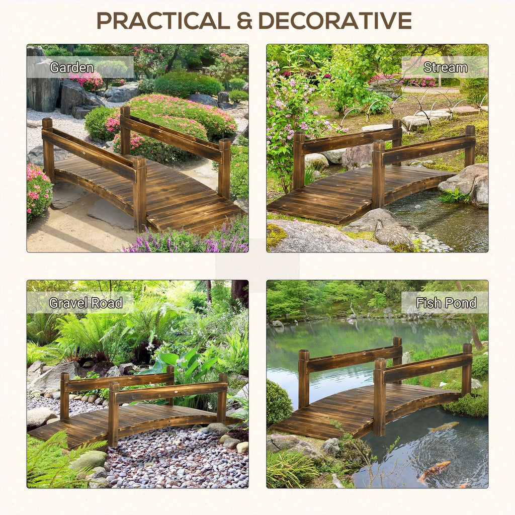 Arc Planters, Bridge Outsunny Footbridge Garden Stained with Finish Wooden
