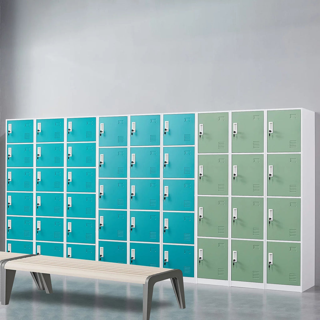 Locker inches School, Ouyessir for Box, Storage Cabinet Home, - Employee 4-tier Office Metal Lock High 71 Lockers Gym, Green