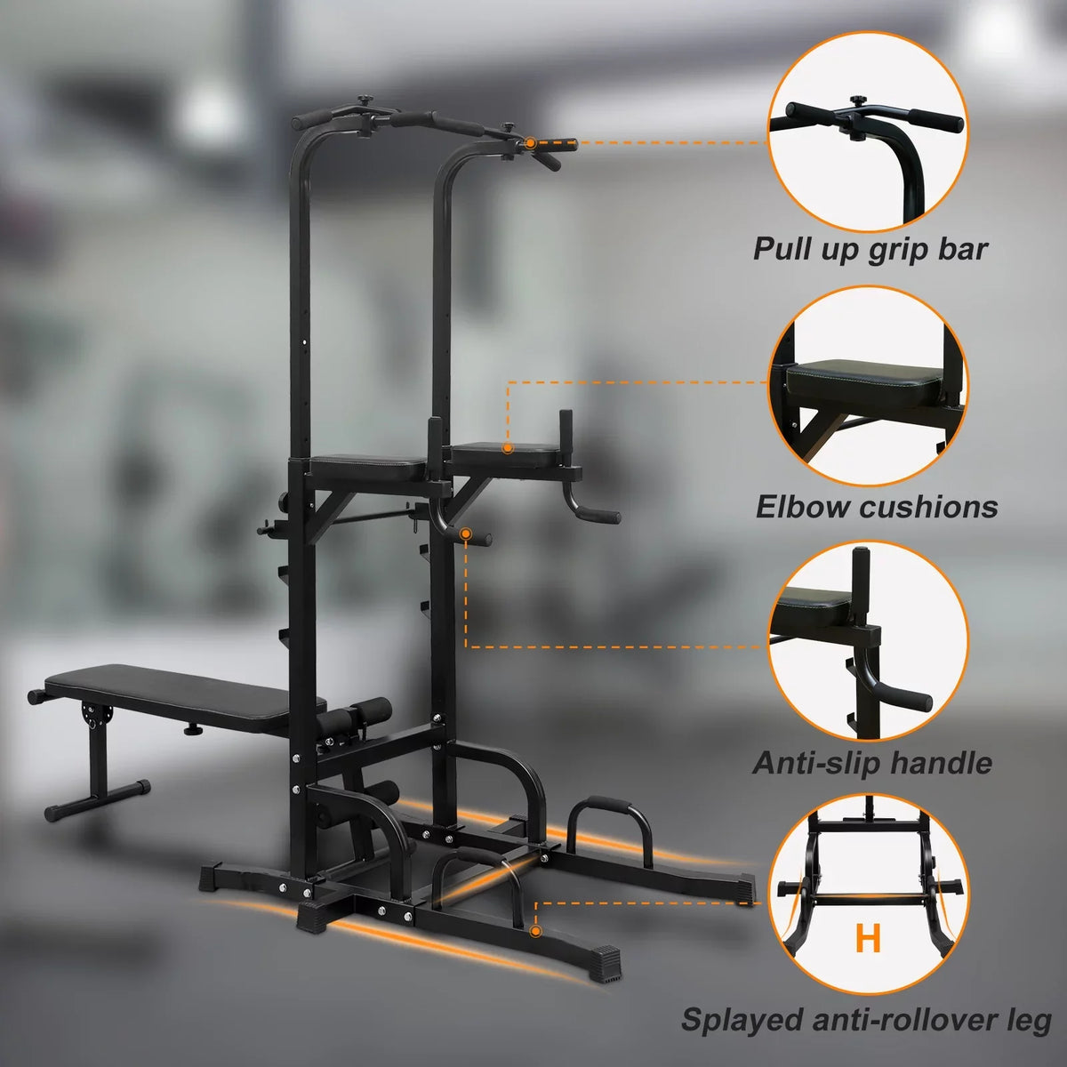 Adjustable GIKPAL Bench Equipment Height Gym Office Station Fitness Tower Power Bar Pull with Home Duty for Stand Training Dip Heavy Up Multi-Function