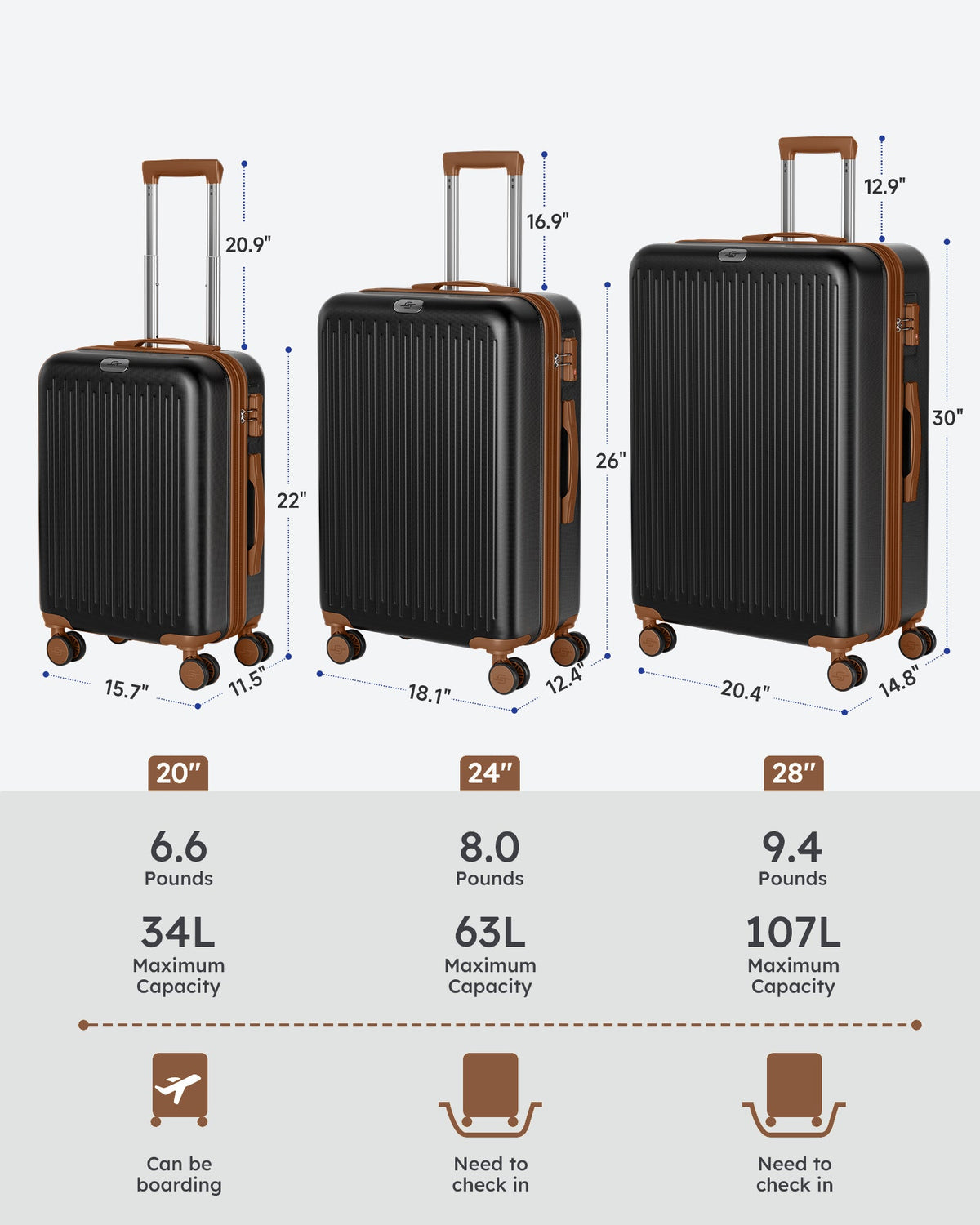 Carry Suitcase with Wheels Luggage Airline TSA Expandable Lock Approved on with 20-Inch Crtynell Spinner