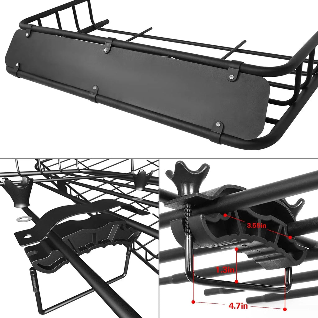 Waterproof Capacity, Rooftop Car Strap, 64"x Top Carrier Bag, Heavy Cargo 150lb Roof Rack, Construction Luggage Tie Down with Holder SUV, Duty and 39" for Net, Extension Steel Basket Rack Thten