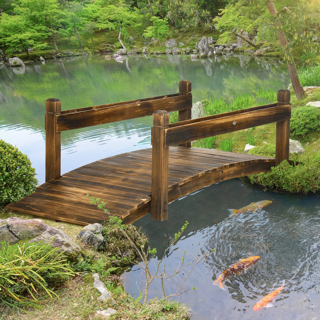 Arc Planters, Bridge Outsunny Footbridge Garden Stained with Finish Wooden