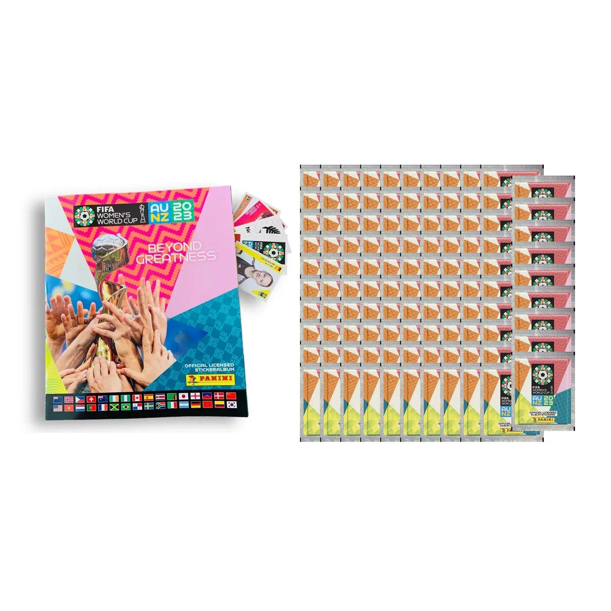 551 2023 Stickers 2 & (Album Mega - (100 Bundle Cup Panini Packs Starter Women's FIFA Pack) World + Stickers)