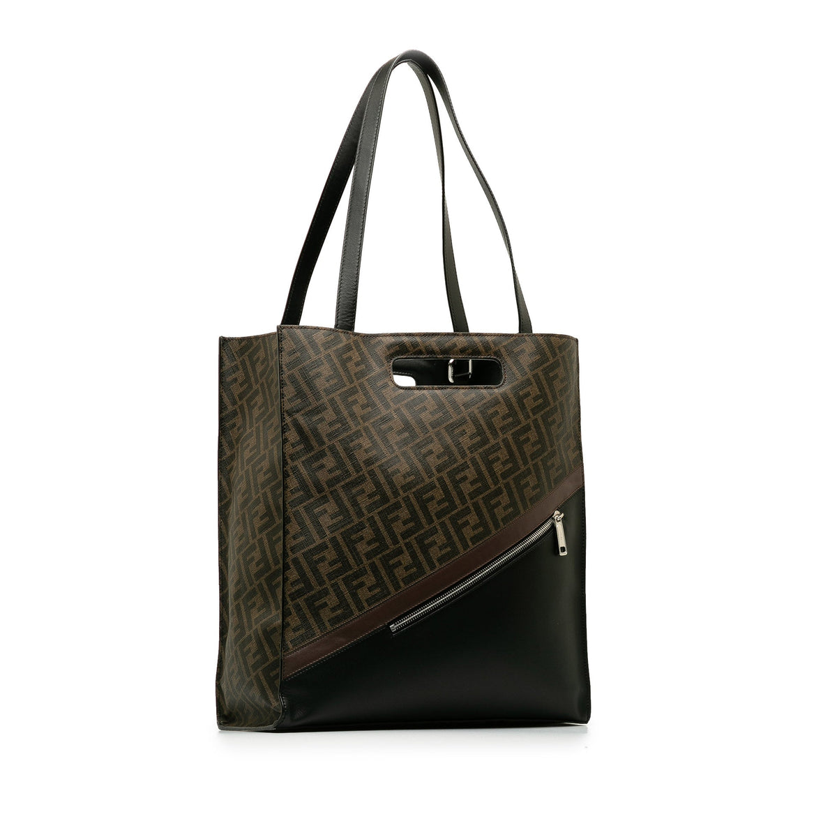 Shopping Satchel Coated (Good) Authenticated Pre-Owned Canvas Brown Fabric Unisex Tote 1974 Zucca Fendi