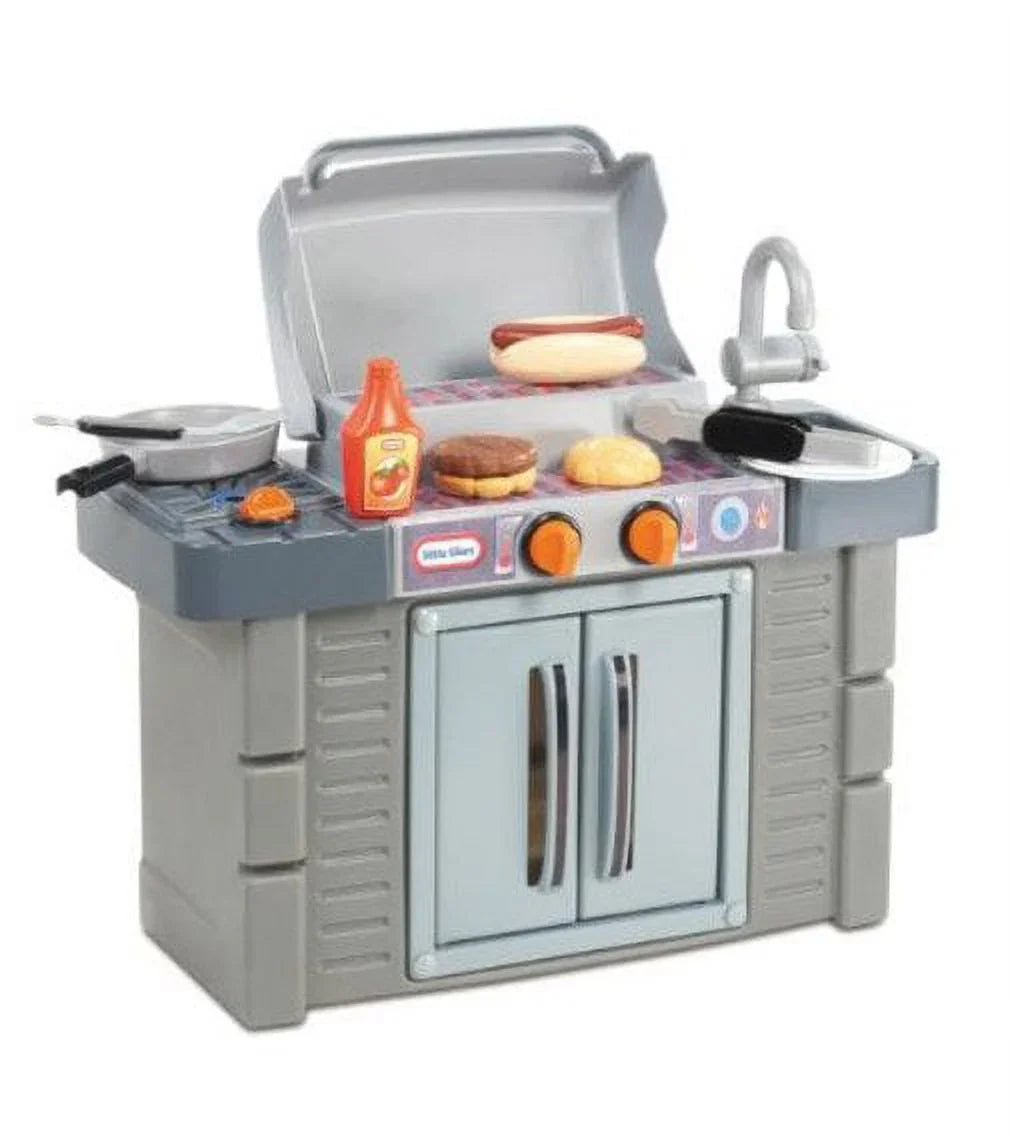 For 3 Kitchen Toddlers 'n Grow Tikes 4+ Kids BBQ 8-Piece Little Toys Playset, Ages Pretend Boys 2 Gray, Girls Grill Play Cook