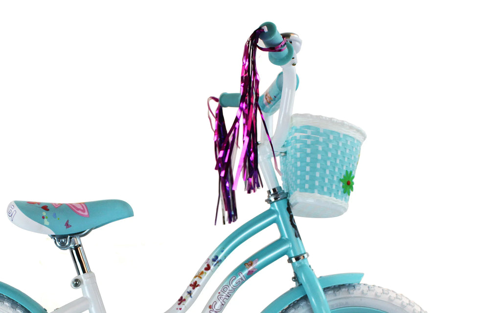 USToyOutlet Fenders White - Coaster Blue Bicycle Steel Baby Rims, cover White/Baby Full Brake One Guard, Bike Basket, Chain Tire Blue Kid's & Piece Cruiser 16" White Frame Crank,