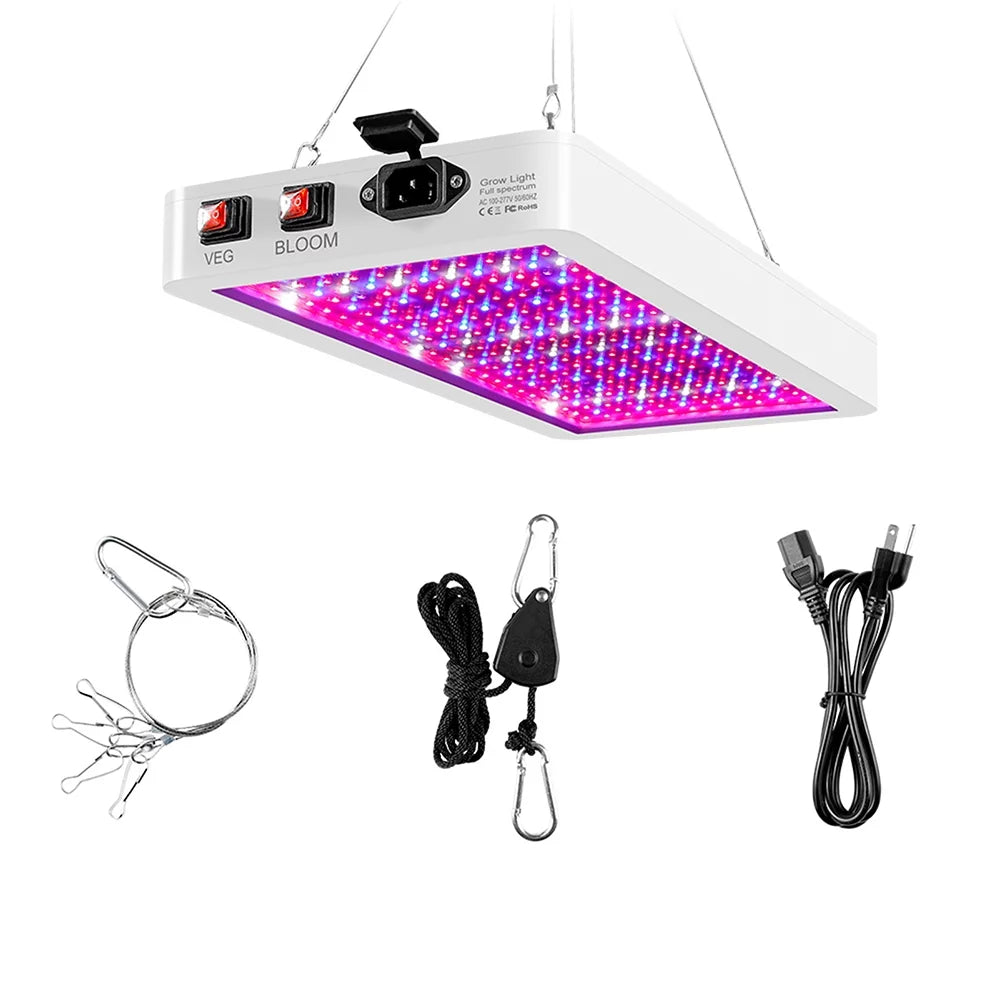 Hanging Growing Plant LEDs 312 Flowers Lamps IP65 Grow Switch Plants 2000W for Bloom Greenhouse Veg Waterproof Indoor Spectrum and Full for Seedlings Gecheer Dual