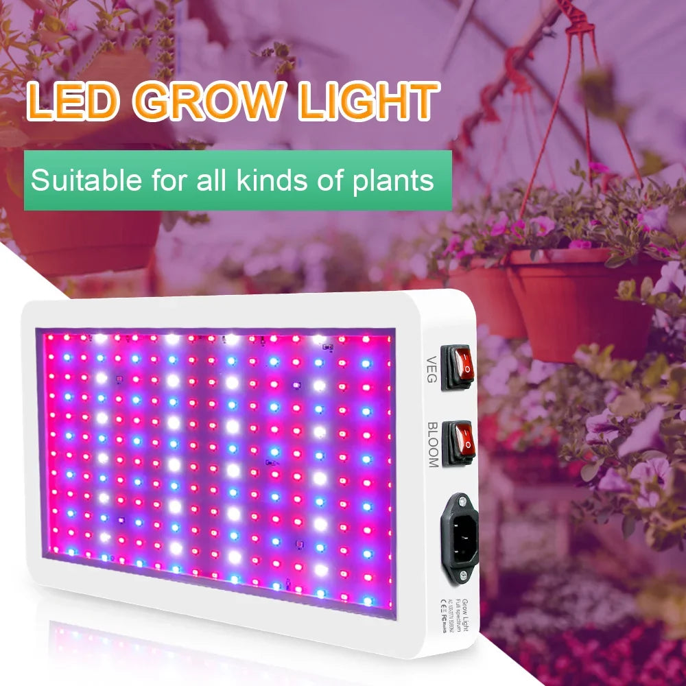 Veg Growing and Hanging Bloom Seedlings Plant 2000W Greenhouse LEDs Dual IP65 for for Lamps Waterproof Indoor Plants Spectrum Flowers Switch 312 Grow Full