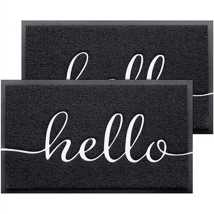 Black, Bathroom, x 30" Kitchen Design (L) for Non-Slip Front and Patio, JATOK (W) Door, 2-Pack Hello Mat 17.5" Indoor-exterior, Floor