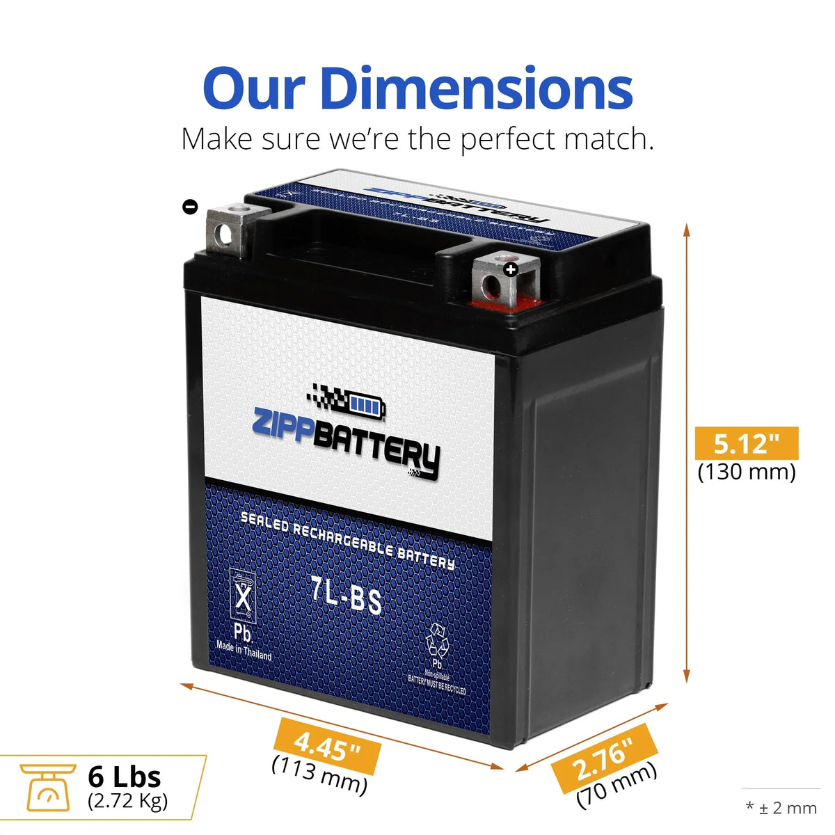 YTX7L-BS for Cb250 1993 Battery Volt,6 CCA) 75 (7L-BS Nighthawk Honda Motorcycle 12 250cc Ah, Zipp Battery