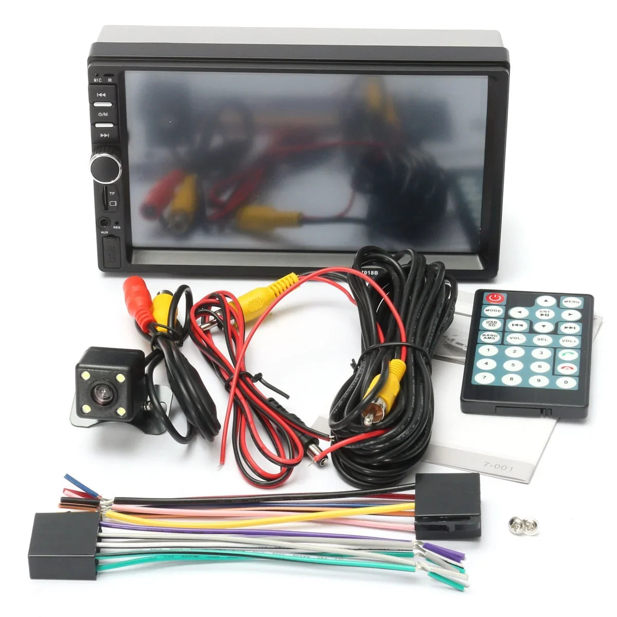 Camera Stereo Car with FM Din 7 Car Bluetooth Mirror Screen Radio Receiver with Backup Radio Link Audio and Inch USB Touch Remote Control Double