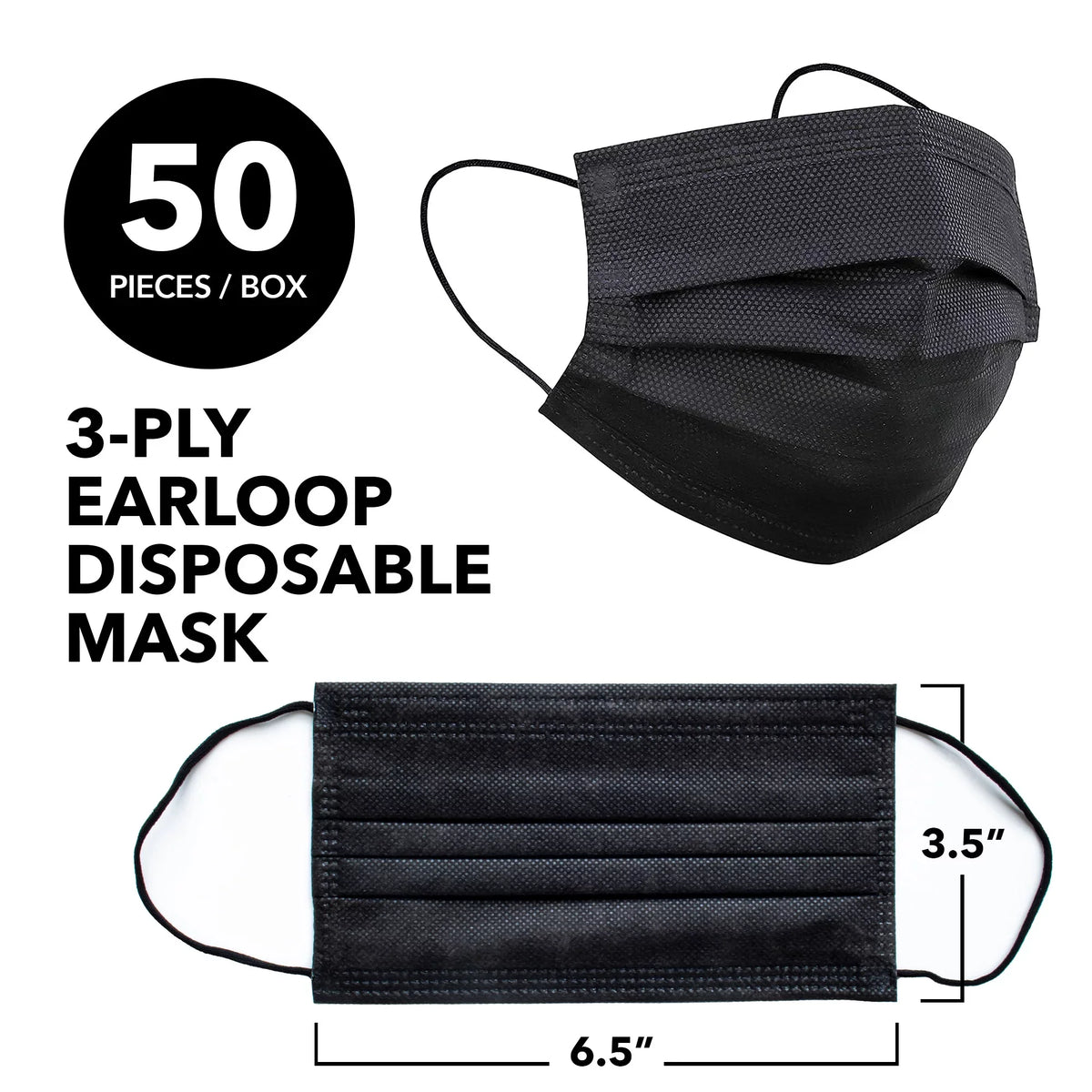 InterMask Disposable 3-Ply Mask, Case of ASTM 3 Level 2000 Black, Premium