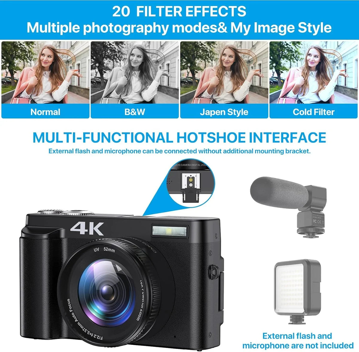 for Photography Cameras YouTube Autofocus Video Digital for 4K Camera Card Digital 32GB 16X 48MP with Camera Zoom Vlogging
