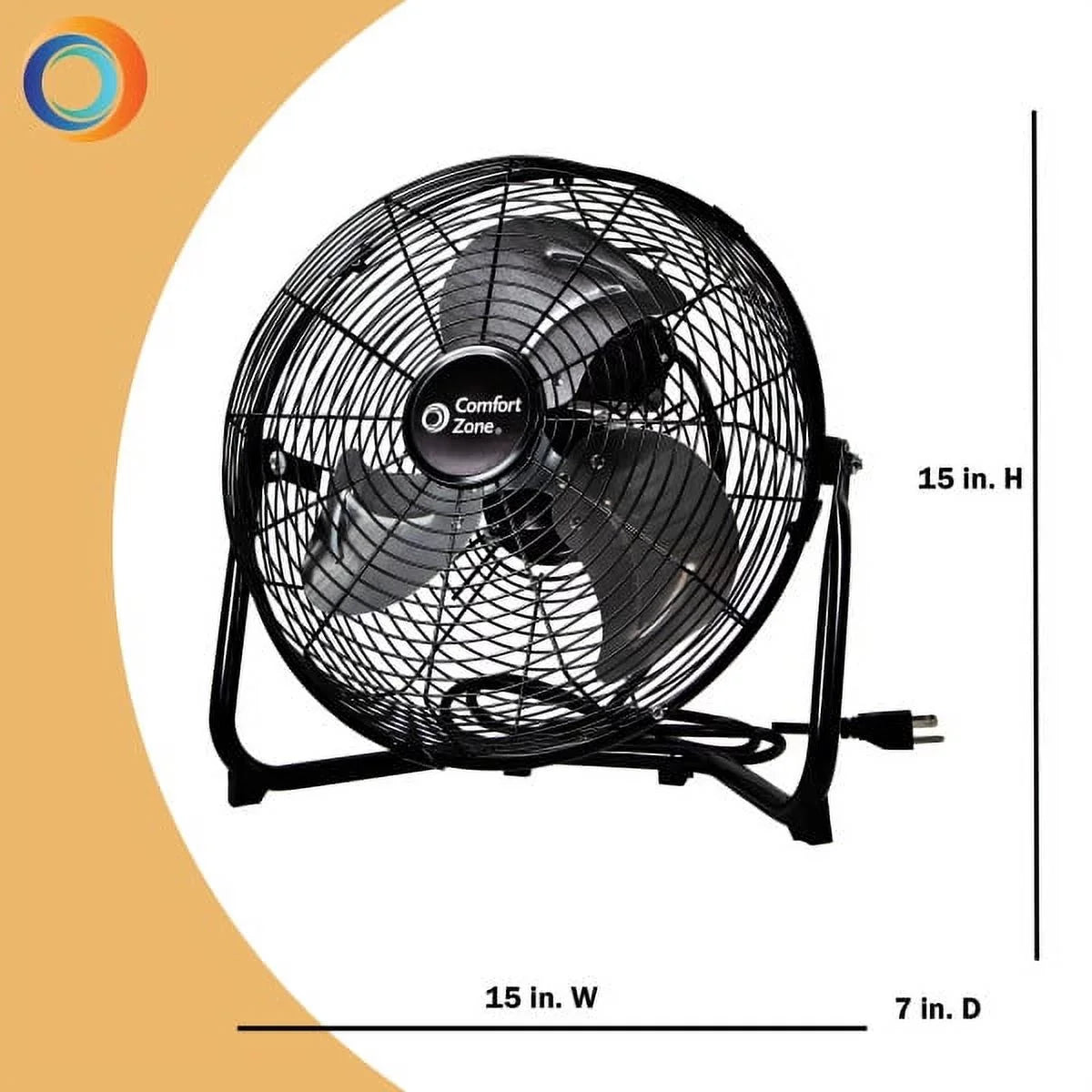 Carry Construction, 180-Degree 3-Speed Fan and Zone Comfort Black Adjustable Rubber All-Metal Handle, with Feet, Cradle/Floor 12” Tilt,