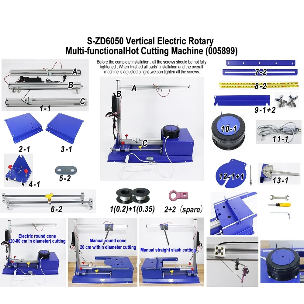 Hot Electric Vertical PreAsion Cutter Hotwire 110-220V Machine Rotary Tabletop Cutting Molti-functional