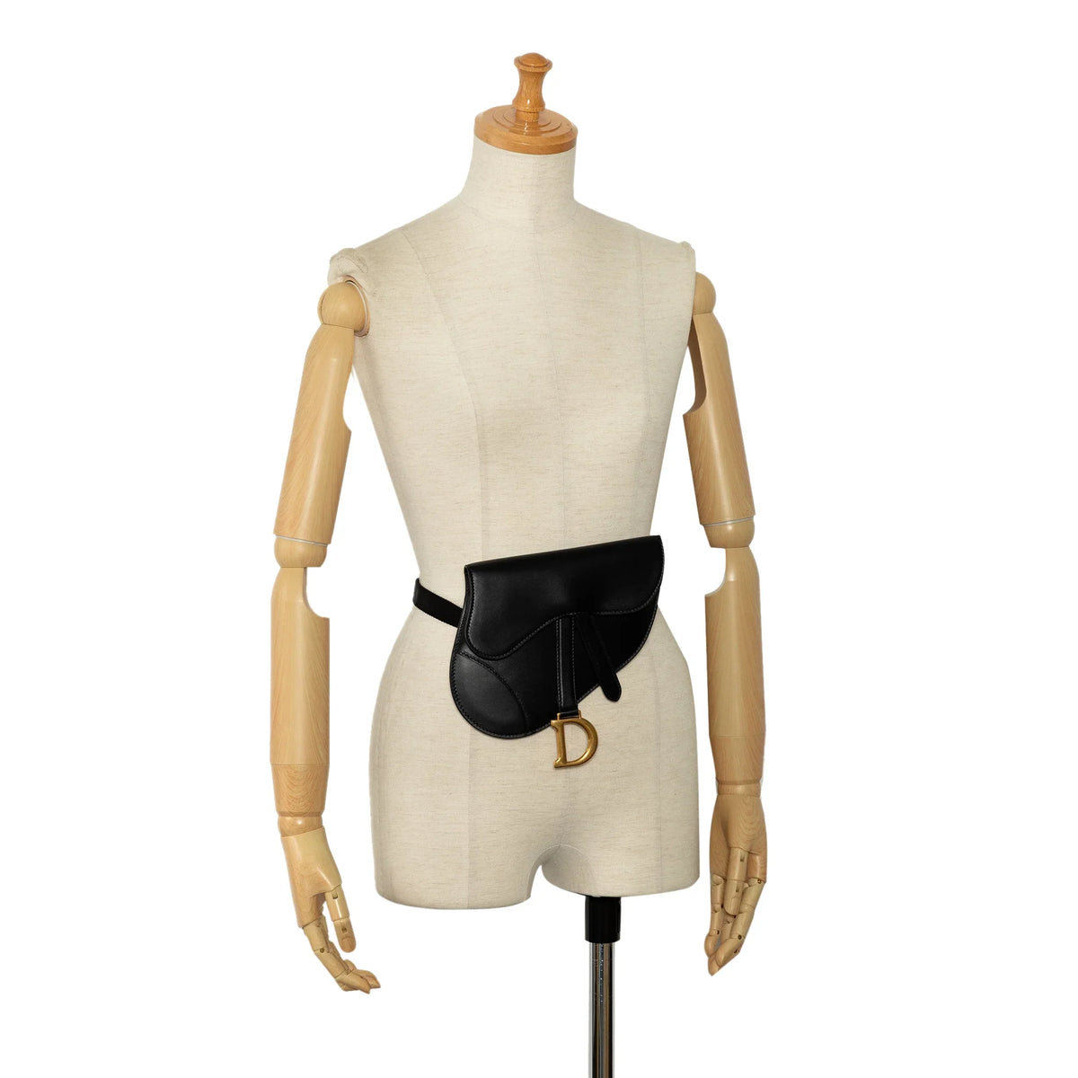 Bag Leather (Good) Dior Pre-Owned Saddle Unisex Calf Authenticated Belt Black