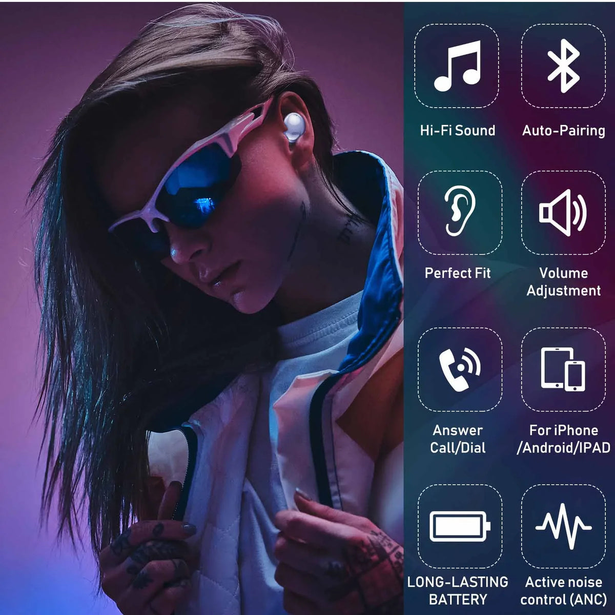 Bluetooth For Street (Wireless Noise Cancelling Charging Active Purple vivo Buds With V5 True Earbuds Included) UrbanX Pro Plus Wireless Case