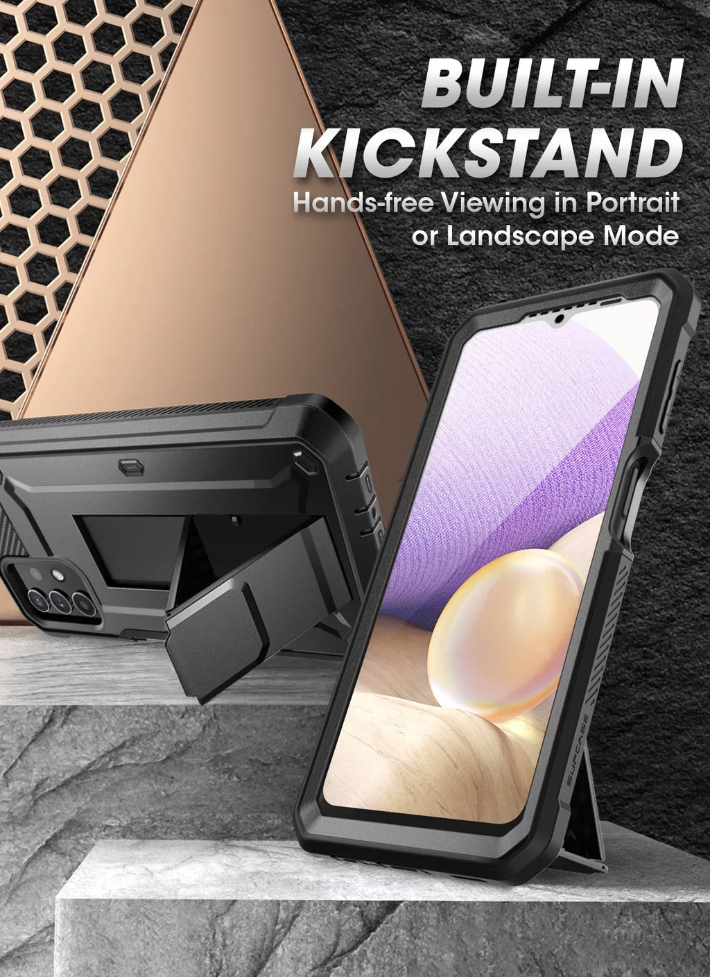 Version], with & Fit Pro (Black) Case Protector Case for SUPCASE [Not Kickstand Series Galaxy Full-Body Rugged Designed Beetle Holster Screen 5G Built-in Unicorn A32 4G