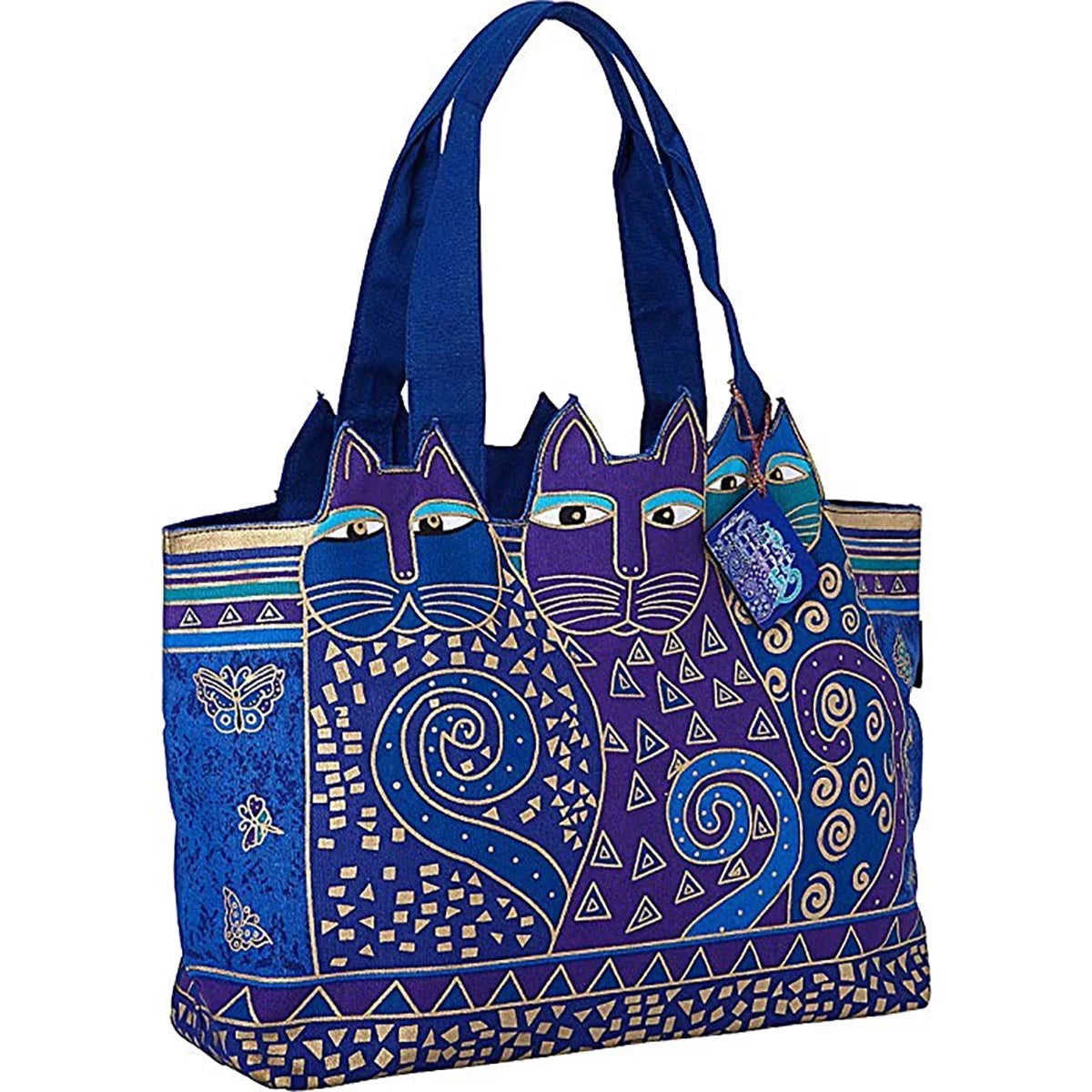 Large Indigo Laurel Cats Burch Tote Cutout (Indigo Cats) Shoulder