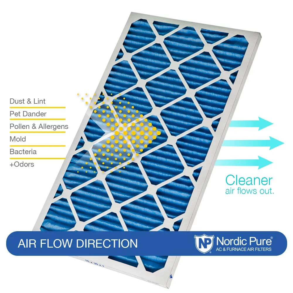 Pleated Nordic Pure Plus MERV 6 Carbon Air Pack 16x16x1 Filters 7