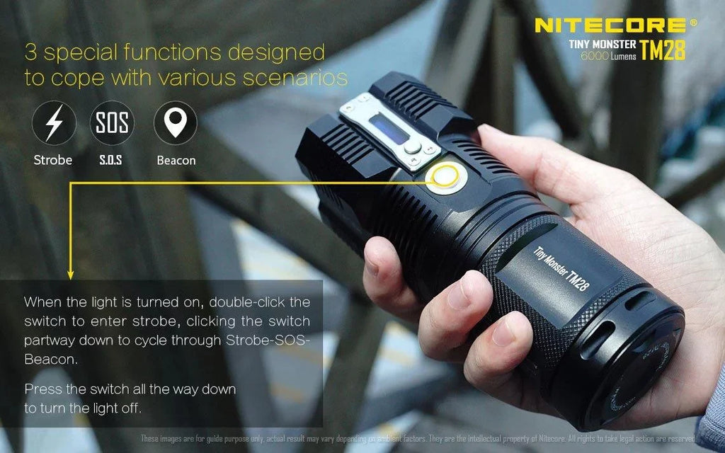 the TM28 exterior go and on -Both E4K Value or can Pack: at Recharged be Nitecore home Flashlight Searchlight