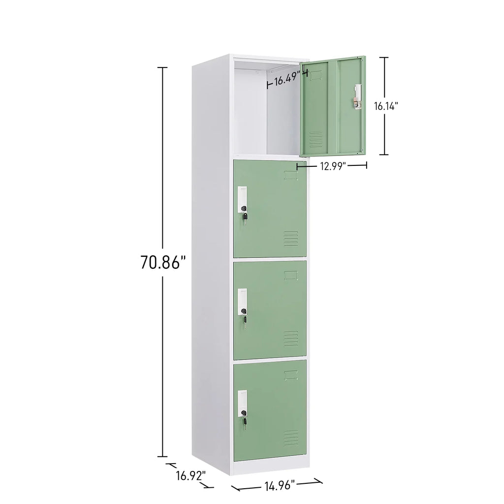 Locker inches School, Ouyessir for Box, Storage Cabinet Home, - Employee 4-tier Office Metal Lock High 71 Lockers Gym, Green