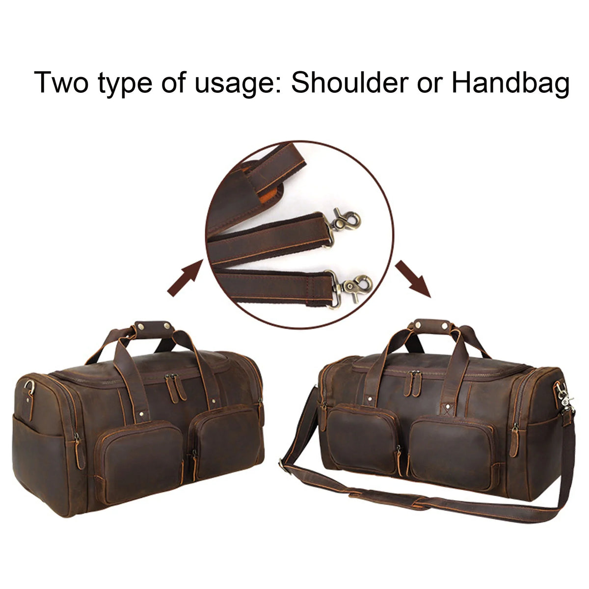 Travel Shoulder Leather Bag, Bag, Full Grain Bag Duffle