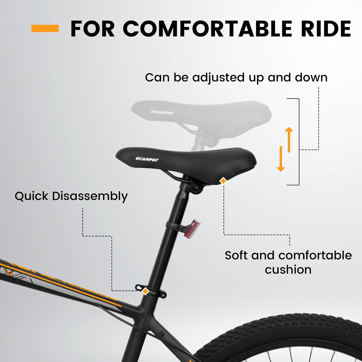 shock fork 21-speed bike frame adult inch aluminum absorbing orange. front 26 Ecarpat bike mountain brake, black disc