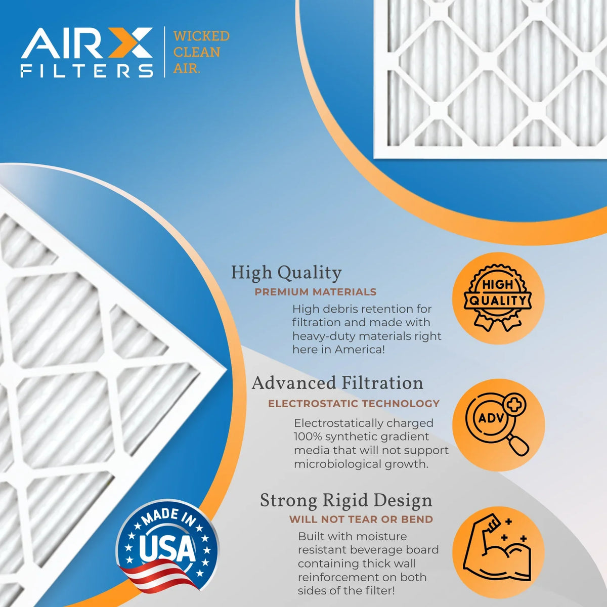 in Made of 11 USA AIR. & - Comparable MERV 7 FILTERS Air 12x12x1 MPR 12 Filters MPR AIRX to Rating, Filter Furnace FPR 1200 Pack WICKED CLEAN 1000, by