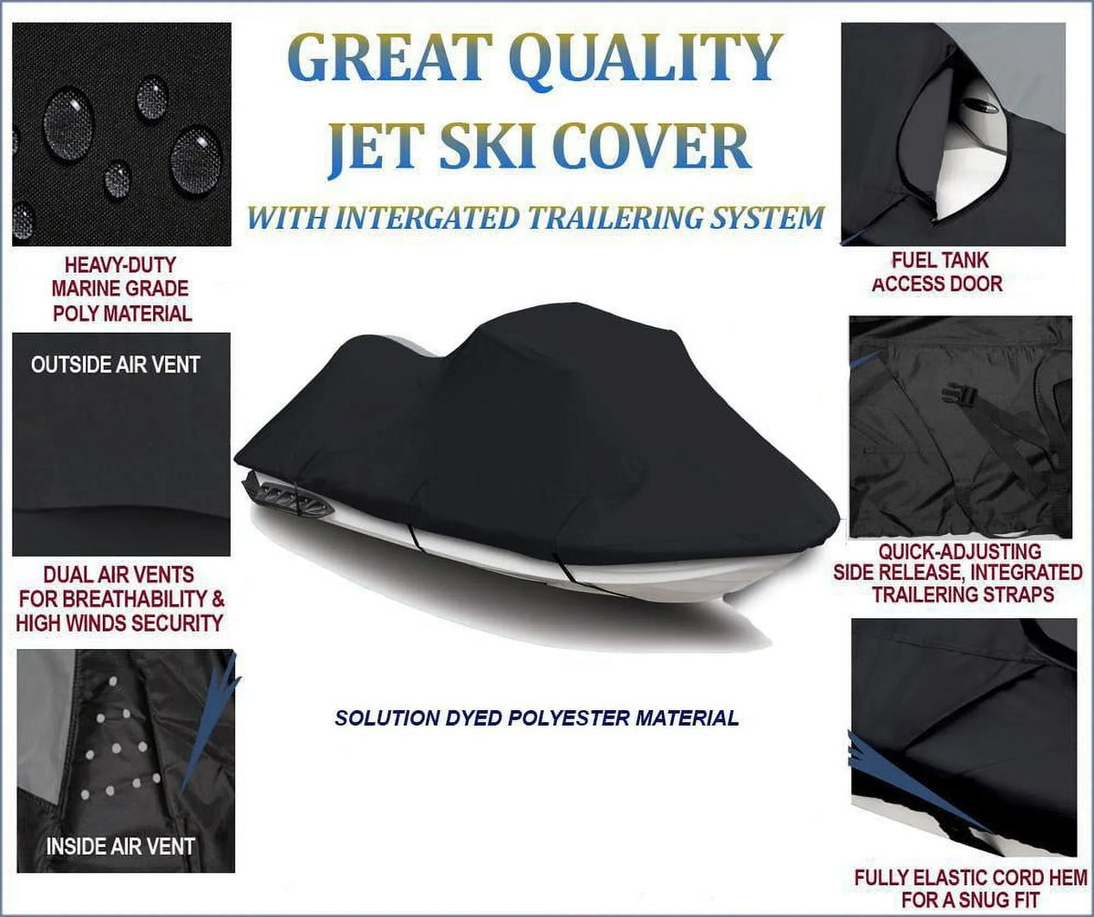 Compatible 600D JET 2015 BLACK Bombardier Spark SKI 3up 2019 Sea Sea-Doo 2017 Doo 3 for 2021 2018 2022 PWC Cover HO 2020 ACE Seater 900 2014