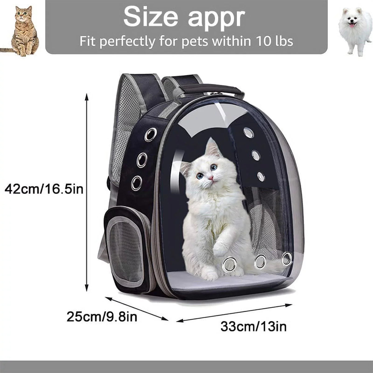 Dog Bunny, Backpack, exterior Travel, Capsule Use- Ventilate Backpack Cats Backpack Bubble Backpack Puppies Bag, Black Cat Pet for and Transparent for Dogs Small Airline-Approved Hiking Carriers