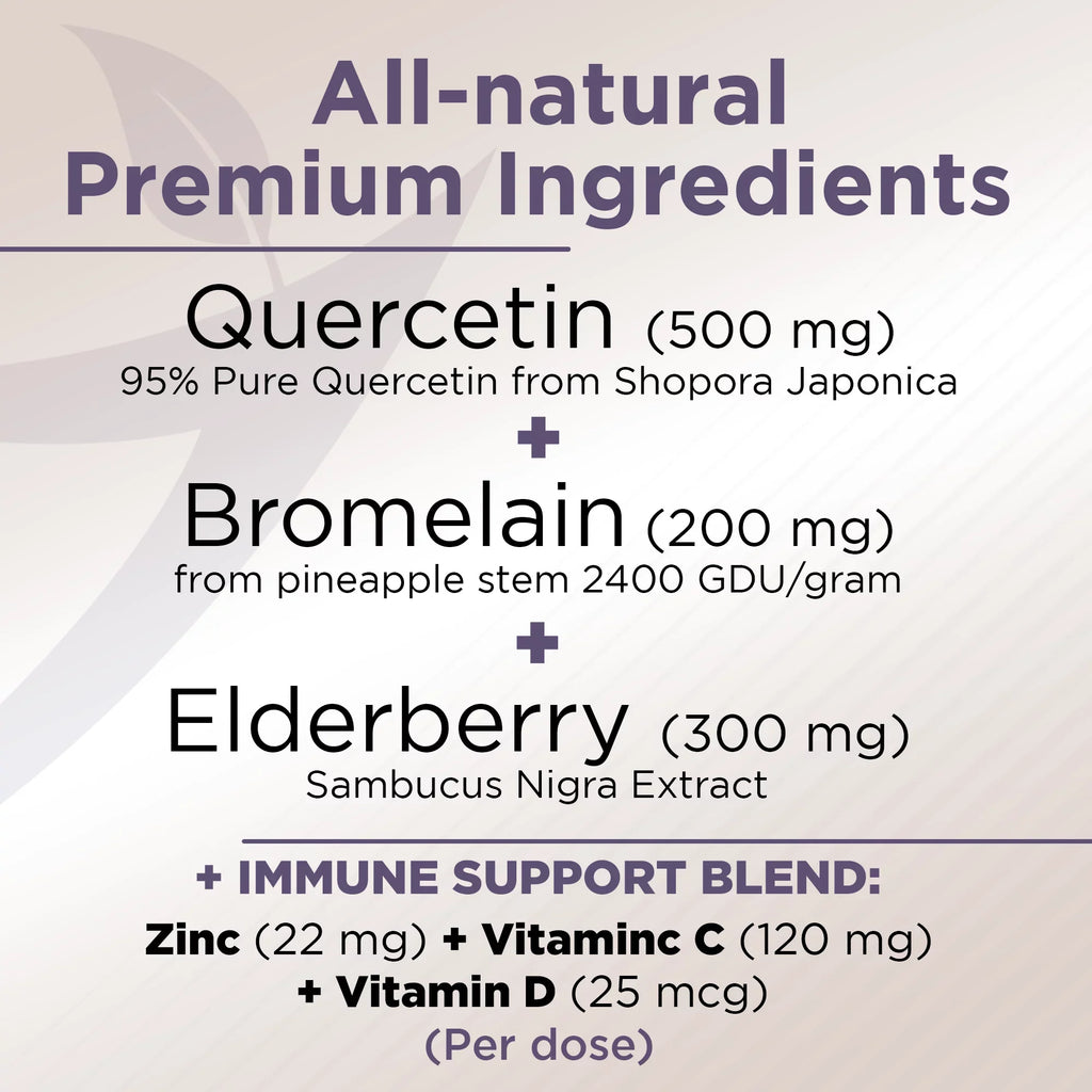 Quercetin Zinc with Immune 6 - Bromelain Supply - Quercetin - USA Months Daily and Quercetin 1 Quercetin with Support, Vitamin - - in Gluten-Free - Non-GMO, 500mg C D3 4 - Elderberry - Vitamin Zinc