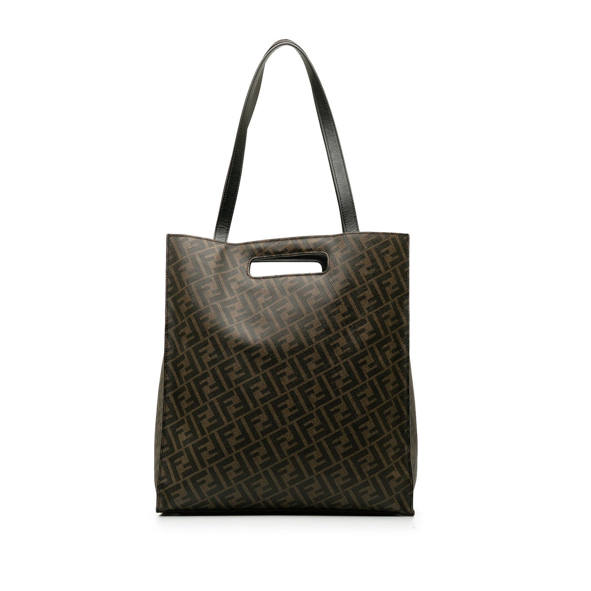 Shopping Satchel Coated (Good) Authenticated Pre-Owned Canvas Brown Fabric Unisex Tote 1974 Zucca Fendi